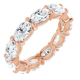 14K Gold Oval Natural Diamond Eternity Band – 6x4 mm Stones - Rose Gold