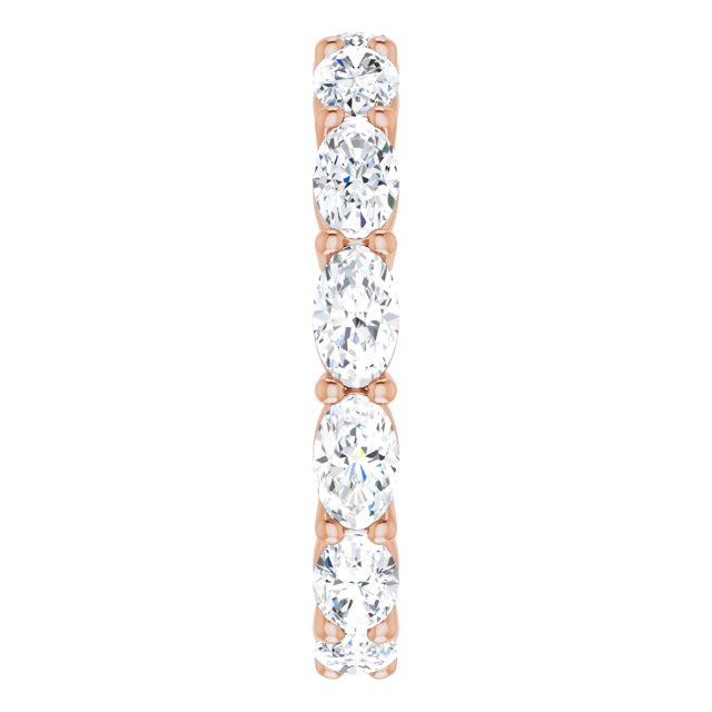 14K Gold Oval Lab-Grown Diamond Eternity Band – 5x3 mm Stones - Rose Gold - view 4