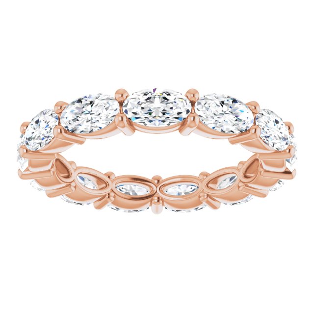 14K Gold Oval Lab-Grown Diamond Eternity Band – 5x3 mm Stones - Rose Gold - view 3