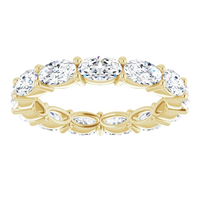 14K Gold Oval Lab-Grown Diamond Eternity Band – 5x3 mm Stones - Yellow Gold - view 3