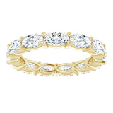 14K Gold Oval Natural Diamond Eternity Band – 5x3 mm Stones - Yellow Gold - view 3