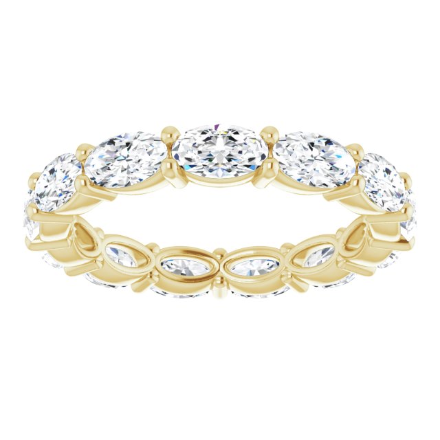 14K Gold Oval Lab-Grown Diamond Eternity Band – 5x3 mm Stones - Yellow Gold - view 3