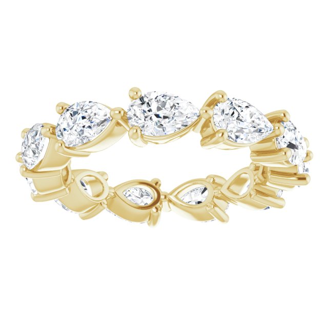 14K Gold Pear Natural Diamond Eternity Band – 5.5x3.5 mm Stones - Yellow Gold - view 3