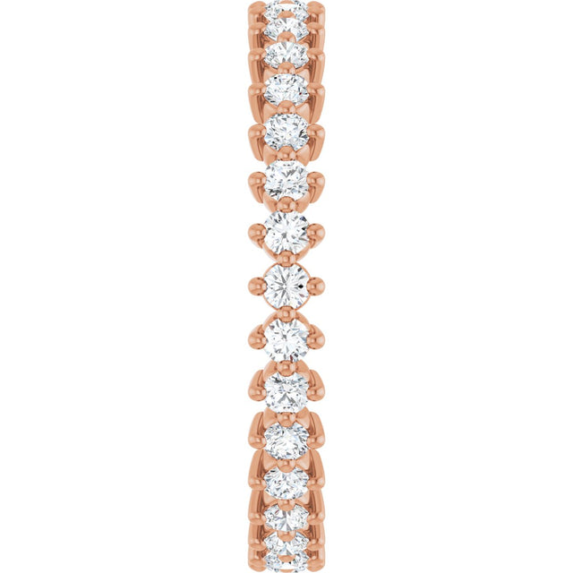 14K Gold Round Lab-Grown Diamond Eternity Band – 1.7 mm Stones - Rose Gold - view 4