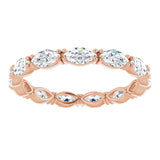 14K Gold Marquise Natural Diamond Eternity Band – 4.5x2.5 mm Stones - Rose Gold - view 3
