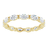 14K Gold Marquise Natural Diamond Eternity Band – 4.5x2.5 mm Stones - Yellow Gold - view 3