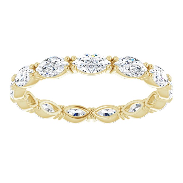 14K Gold Marquise Natural Diamond Eternity Band – 4.5x2.5 mm Stones - Yellow Gold - view 3