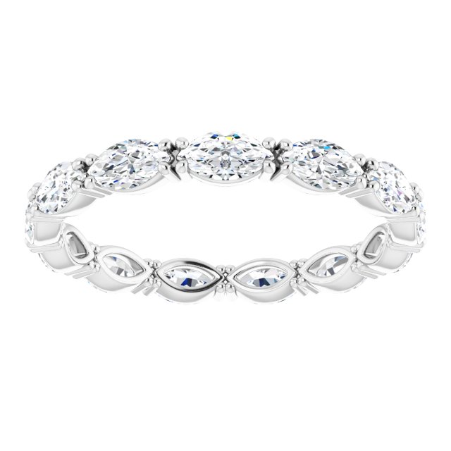 Platinum Marquise Natural Diamond Eternity Band – 4.5x2.5 mm Stones - view 3