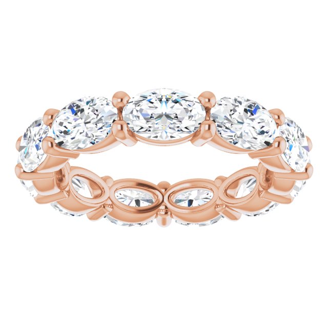 14K Gold Oval Lab-Grown Diamond Eternity Band – 6x4 mm Stones - Rose Gold - view 3
