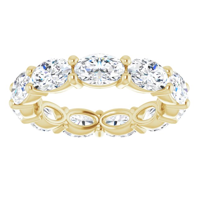 14K Gold Oval Lab-Grown Diamond Eternity Band – 6x4 mm Stones - Yellow Gold - view 3