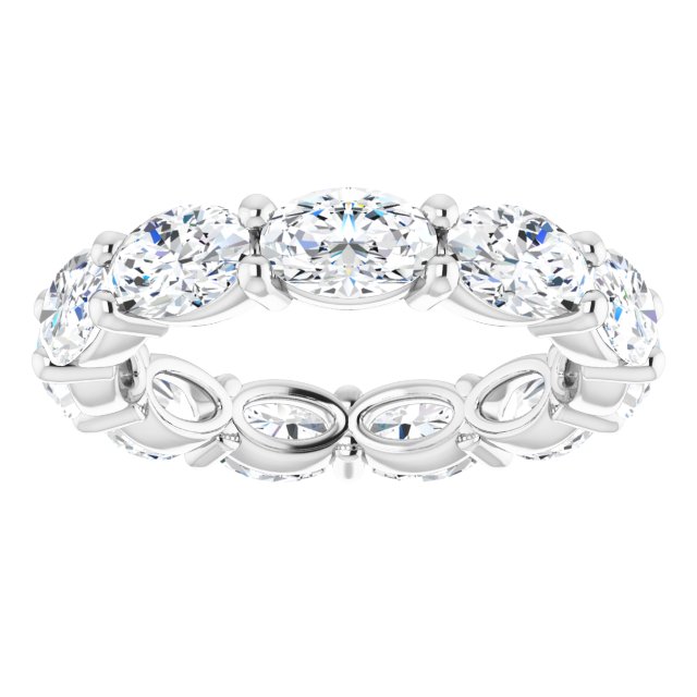 Platinum Oval Natural Diamond Eternity Band – 6x4 mm Stones - view 3