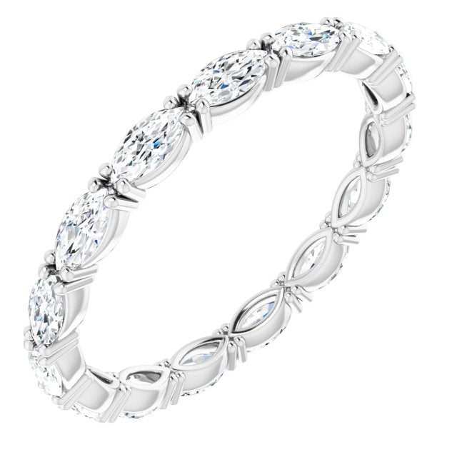 14K Gold Marquise Natural Diamond Eternity Band – 4x2 mm Stones - White Gold
