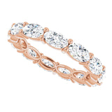 14K Gold Oval Lab-Grown Diamond Eternity Band – 5x3 mm Stones - Rose Gold - view 5