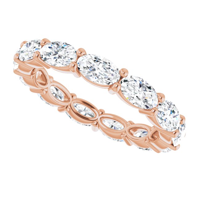 14K Gold Oval Lab-Grown Diamond Eternity Band – 5x3 mm Stones - Rose Gold - view 5