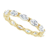 14K Gold Marquise Natural Diamond Eternity Band – 4.5x2.5 mm Stones - Yellow Gold - view 5