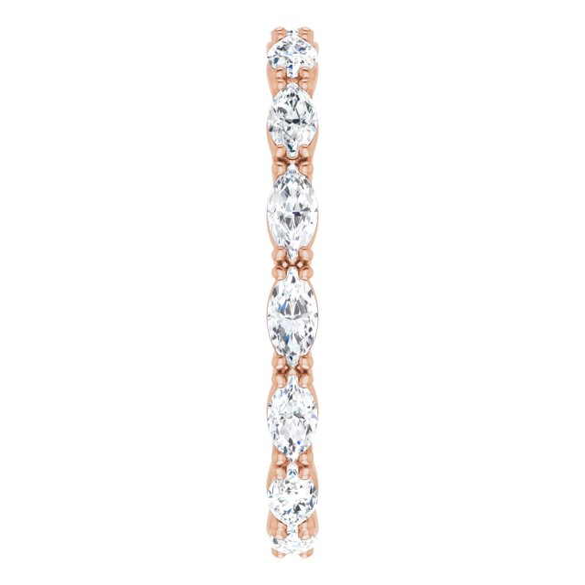 14K Gold Marquise Natural Diamond Eternity Band – 4x2 mm Stones - Rose Gold - view 4