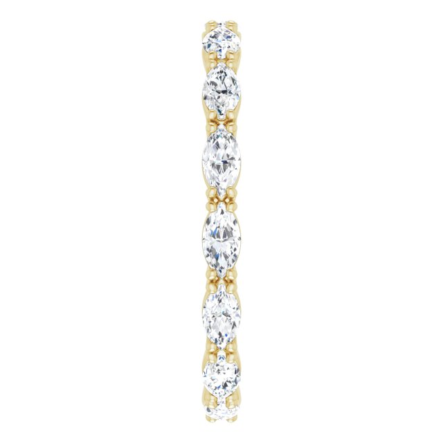 14K Gold Marquise Natural Diamond Eternity Band – 4x2 mm Stones - Yellow Gold - view 4