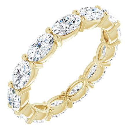 14K Gold Oval Natural Diamond Eternity Band – 5x3 mm Stones - Yellow Gold
