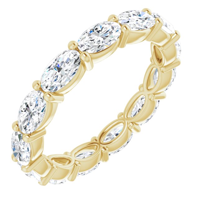 14K Gold Oval Lab-Grown Diamond Eternity Band – 5x3 mm Stones - Yellow Gold