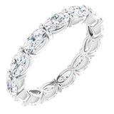 14K Gold Oval Natural Diamond Eternity Band – 5x3 mm Stones - White Gold