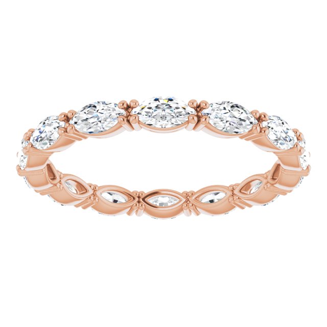 14K Gold Marquise Lab-Grown Diamond Eternity Band – 4.3x2.25 mm Stones - Rose Gold - view 3