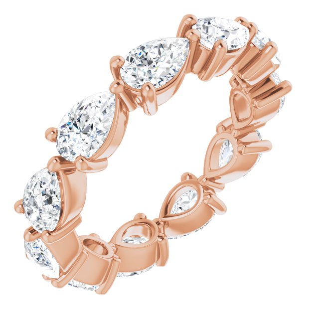 14K Gold Pear Natural Diamond Eternity Band – 5.5x3.5 mm Stones - Rose Gold