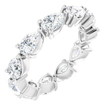 14K Gold Pear Natural Diamond Eternity Band – 5.5x3.5 mm Stones - White Gold