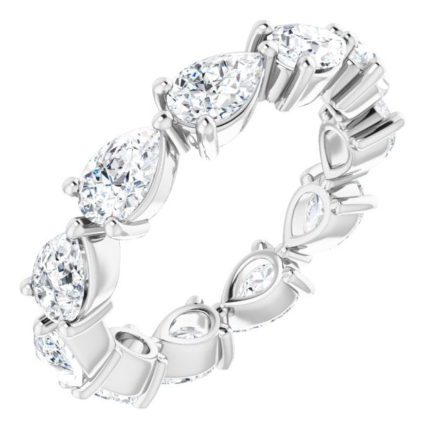 14K Gold Pear Natural Diamond Eternity Band – 5.5x3.5 mm Stones - White Gold