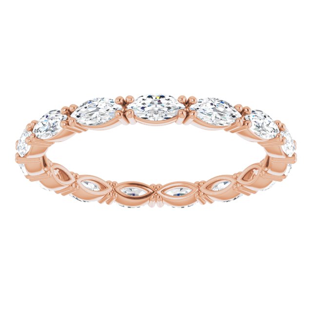 14K Gold Marquise Lab-Grown Diamond Eternity Band – 4x2 mm Stones - Rose Gold - view 3