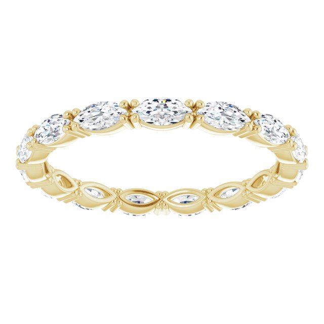 14K Gold Marquise Natural Diamond Eternity Band – 4x2 mm Stones - Yellow Gold - view 3