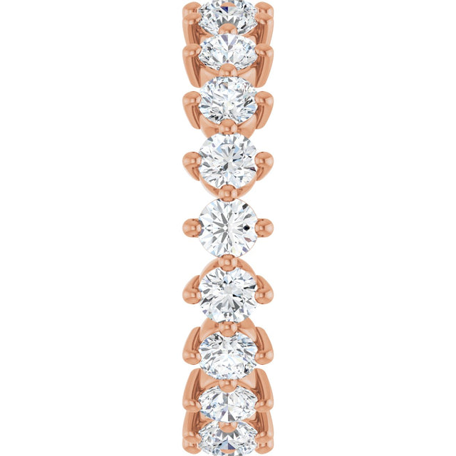 14K Gold Round Lab-Grown Diamond Eternity Band – 3 mm Stones - Rose Gold - view 4