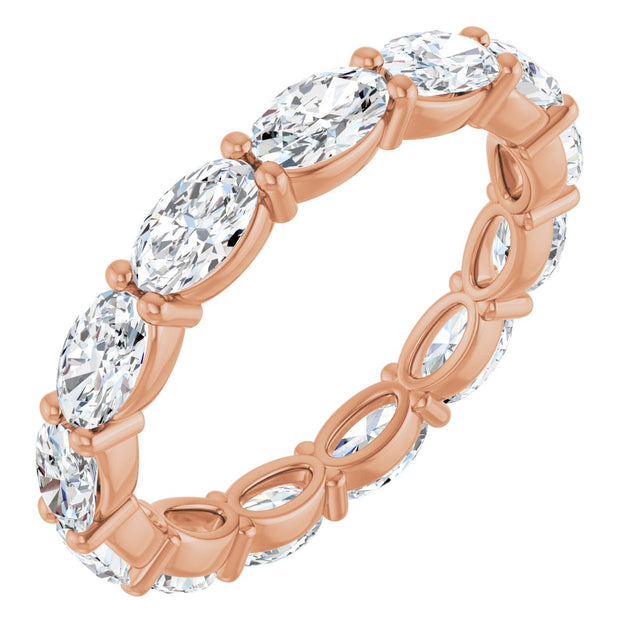 14K Gold Oval Lab-Grown Diamond Eternity Band – 5x3 mm Stones - Rose Gold