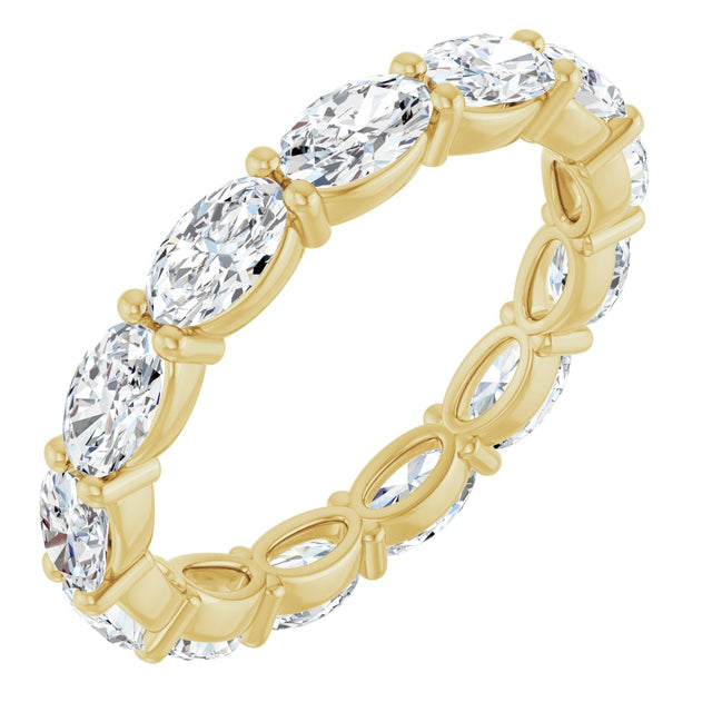 14K Gold Oval Natural Diamond Eternity Band – 5x3 mm Stones - Yellow Gold