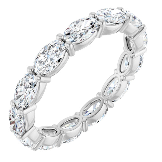 14K Gold Oval Lab-Grown Diamond Eternity Band – 5x3 mm Stones - White Gold