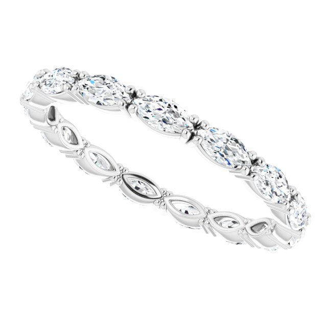 14K Gold Marquise Natural Diamond Eternity Band – 4x2 mm Stones - White Gold - view 5