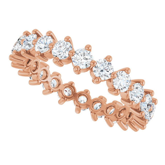 14K Gold Round Lab-Grown Diamond Eternity Band – 2.8 mm Stones - Rose Gold - view 5