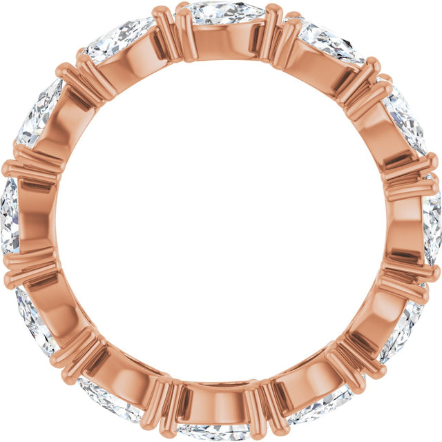 14K Gold Pear Natural Diamond Eternity Band – 5x3 mm Stones - Rose Gold - view 2