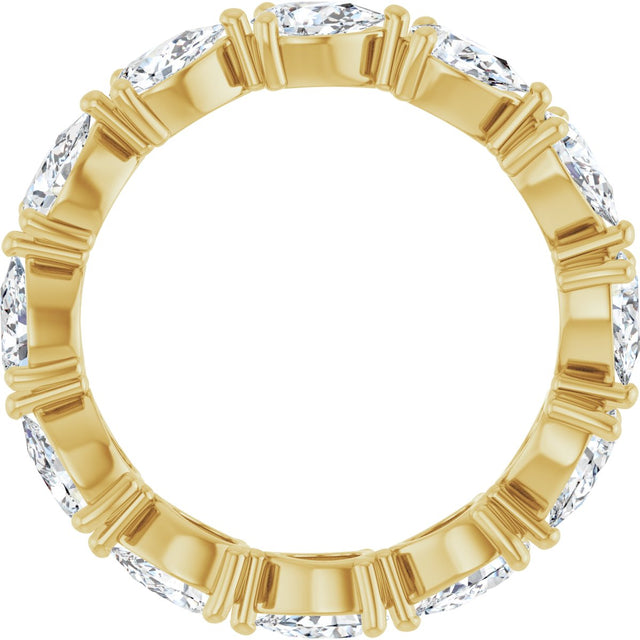 14K Gold Pear Natural Diamond Eternity Band – 5x3 mm Stones - Yellow Gold - view 2