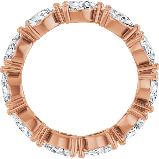 14K Gold Pear Natural Diamond Eternity Band – 5.5x3.5 mm Stones - Rose Gold - view 2