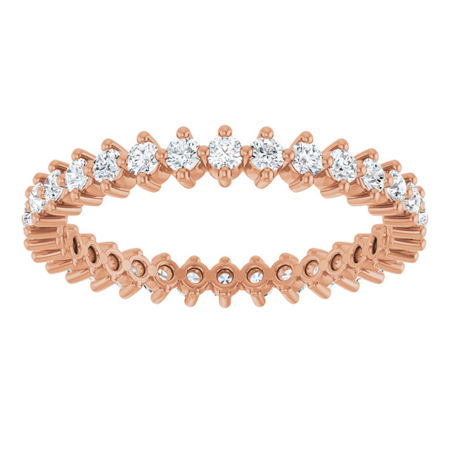 14K Gold Round Lab-Grown Diamond Eternity Band – 1.7 mm Stones - Rose Gold - view 3