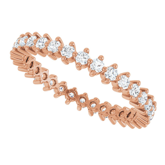 14K Gold Round Lab-Grown Diamond Eternity Band – 1.7 mm Stones - Rose Gold - view 5