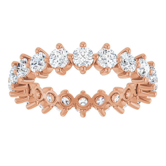 14K Gold Round Lab-Grown Diamond Eternity Band – 3 mm Stones - Rose Gold - view 3