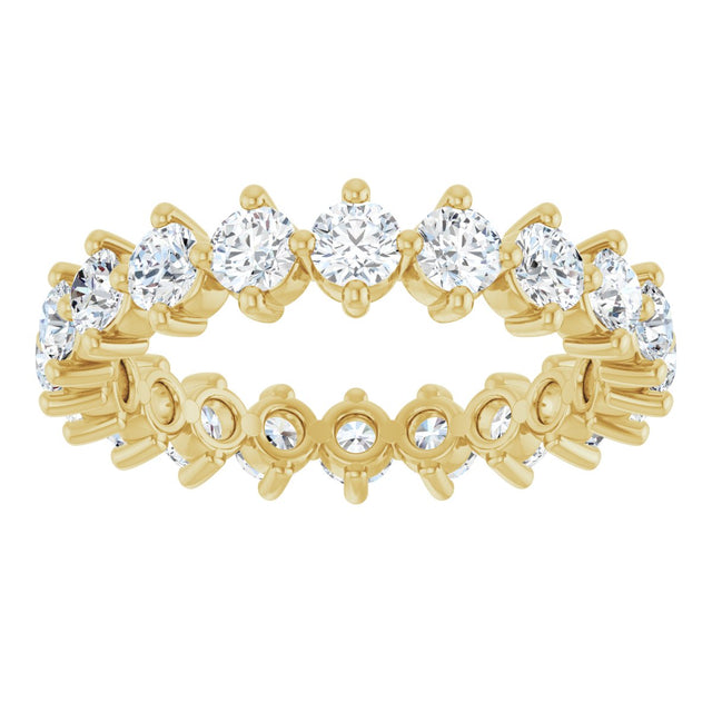 14K Gold Round Lab-Grown Diamond Eternity Band – 3 mm Stones - Yellow Gold - view 3