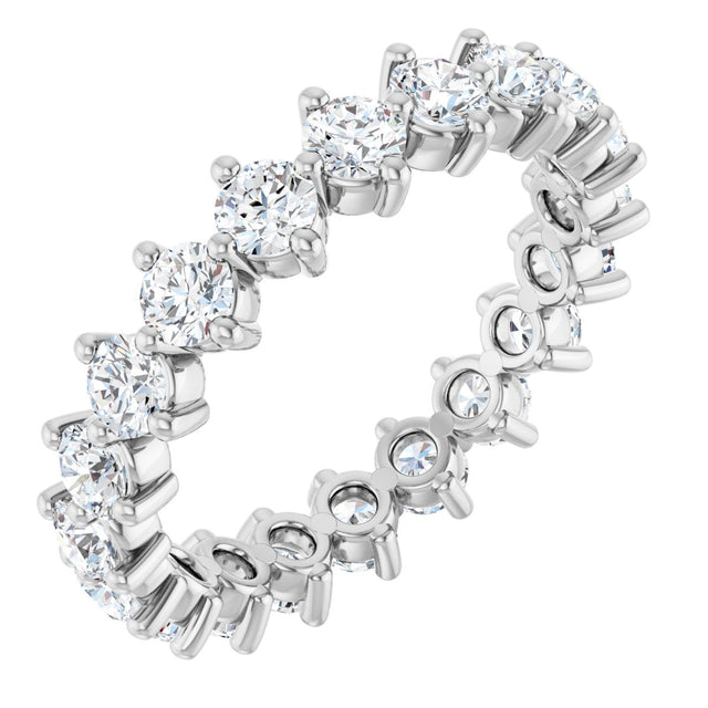 14K Gold Round Lab-Grown Diamond Eternity Band – 3 mm Stones - White Gold