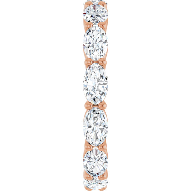 14K Gold Oval Natural Diamond Eternity Band – 5x3 mm Stones - Rose Gold - view 4