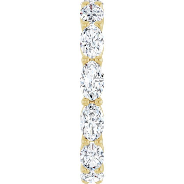 14K Gold Oval Natural Diamond Eternity Band – 5x3 mm Stones - Yellow Gold - view 4