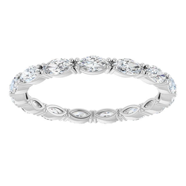 14K Gold Marquise Lab-Grown Diamond Eternity Band – 4x2 mm Stones - White Gold - view 3