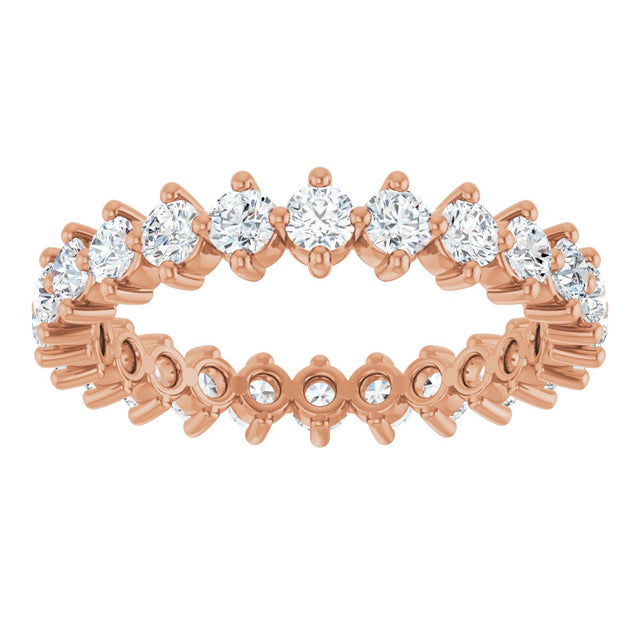 14K Gold Round Lab-Grown Diamond Eternity Band – 2.5 mm Stones - Rose Gold - view 3