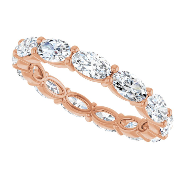 14K Gold Oval Lab-Grown Diamond Eternity Band – 5x3 mm Stones - Rose Gold - view 5