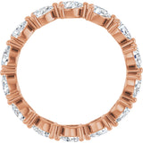 14K Gold Pear Natural Diamond Eternity Band – 4x3 mm Stones - Rose Gold - view 2